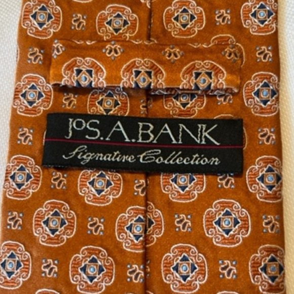 Jos A Bank Signature Collection Tie Orange Silk New - Picture 3 of 7